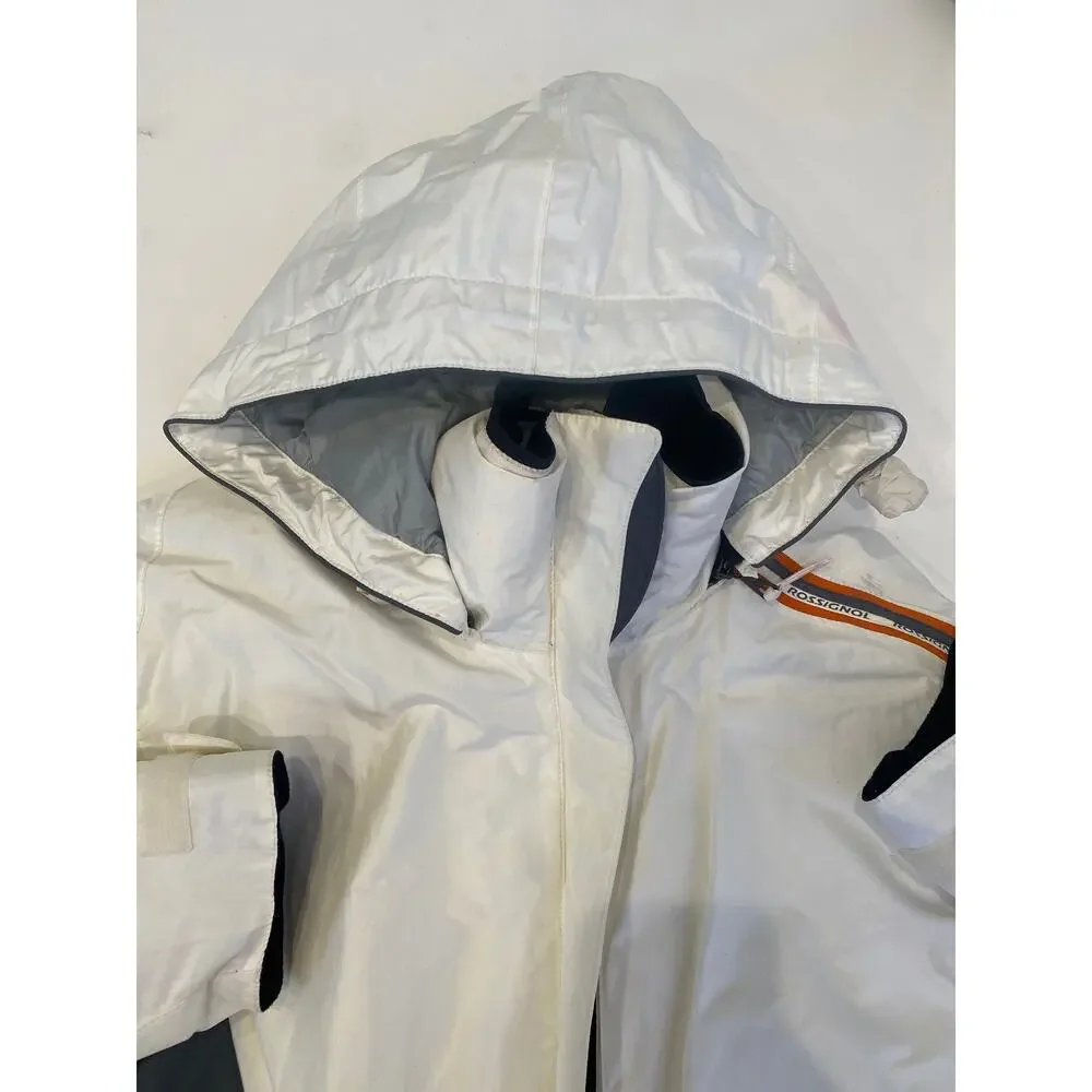 Rossignol Cream Gray Unisex Ski Jacket Sz Men’s Lg/Women’s XL Zipper Hood Warm